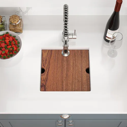 Miniatura 2 de Mocoloo Fregadero de Barra Cuadrado Empotrado 15x15 Pulgadas, Fregadero de Cocina de Un Solo Tazón, Acero Inoxidable Calibre 16, Estación de Trabajo