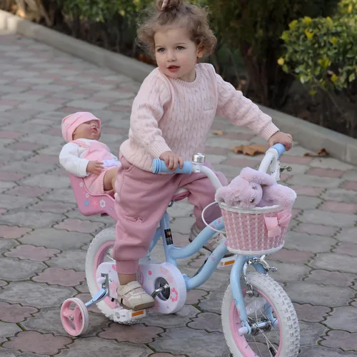 Miniatura 6 de Glerc Petal Girls Bike 12-18 Inch for Ages 2-9, Kids Bike with Training Wheels, Basket & Streamers, Princess Style Kids Bicycle, for Girls