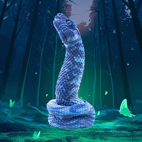 Miniatura 2 de Nathara Snake - Consolador con ventosa, diseño de mármol azul oscuro/azul claro, hecho a mano en los Estados Unidos, juguetes sexuales para adultos