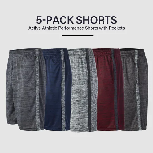 Miniatura 5 de Essential Elements Paquete de 5 pantalones cortos de baloncesto con bolsillos para niños