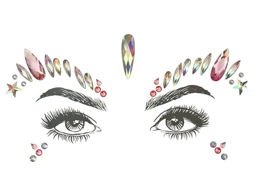 Miniatura 4 de 6 piezas de gemas faciales, joyas para la cara, calcomanías faciales, para Halloween, festivales de música, fiestas, rave, carnaval, fiesta de 6
