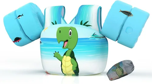 Miniatura 10 de DOOHALO Flotadores de natación para niños de 28 a 70 libras, chaleco flotante de hombro para niños de 2 a 8 años de edad, para niños y niñas, bebés