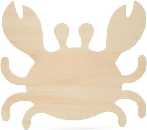 Recorte de cangrejo de madera sin terminar, 12 pulgadas, 1 pieza de formas de madera para manualidades y decoración de verano, playa y verano,