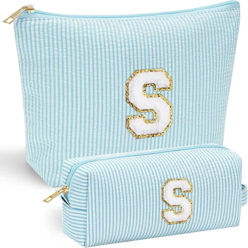 Miniatura 102 de YOOLIFE Regalos del Día de la Madre para mujeres, bolsa de maquillaje con inicial, bolsa de cosméticos, bolsa de maquillaje de viaje, regalos Rosado