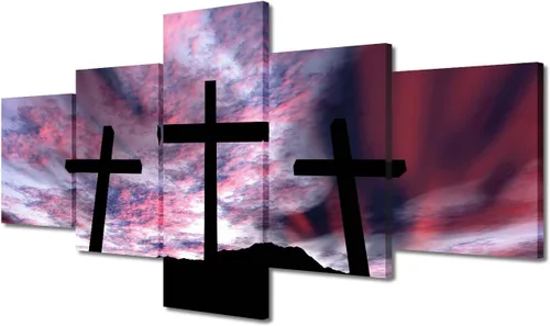 Arte de pared cristiano para decoración de pared, arte de pared enmarcado, 5 paneles, arte de pared familiar, impresiones modernas, arte de pared,