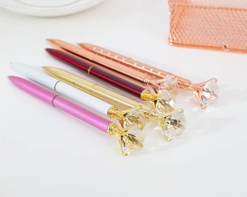 Miniatura 8 de Bolígrafos de metal con diamantes grandes en la parte superior, divertidos y elegantes bolígrafos de diamantes de cristal con diamantes brillantes