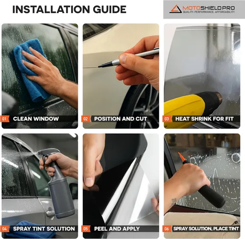 Miniatura 5 de DIY-MotoShield Pro Tinte de carbono prémium (25% VLT) Rollo de 40 pulgadas x 100 pies Película profesional para ventana de automóvil, reduce