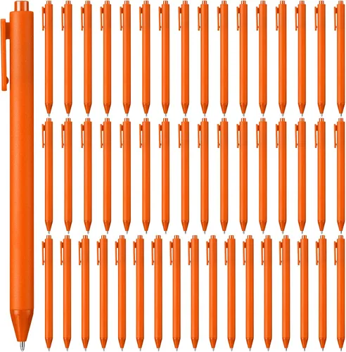 Miniatura 9 de 50 bolígrafos retráctiles a granel de 0.039 in, punta media, tinta negra, lindos bolígrafos de escritura suave, suministros escolares