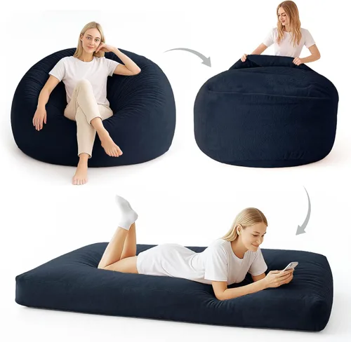 Miniatura 21 de Puf de 3 pies, puf con relleno, espuma viscoelástica altamente resistente, puf redondo de felpa, mueble para sala moderna, silla de lectura de ocio