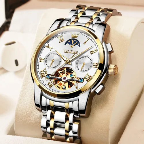 Miniatura 40 de OLEVS Relojes automáticos para hombre, esqueleto mecánico, de lujo, a la moda, reloj de pulsera luminoso impermeable