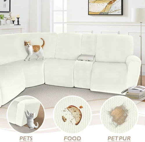 Miniatura 242 de Arfntevss Fundas de sofá seccional reclinable de terciopelo, Funda de sofá seccional de esquina para sofá reclinable, Funda elástica suave