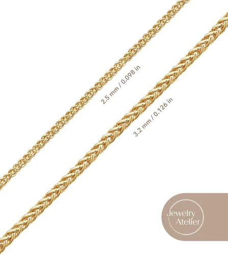 Miniatura 6 de Jewelry Atelier Colección de collares de cadena de oro collares redondos de cadena de trigo y palma rellenos de oro amarillo macizo de 14 quilates
