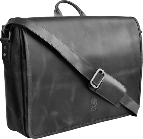 Miniatura 8 de Bolso de mensajero de cuero para hombre, 14 pulgadas, bolso de cuero para laptop, bolso cruzado vintage para oficina, bolso de hombro de viaje Marrón