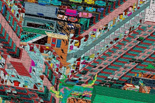 Miniatura 5 de Cloudberries Metropolis, rompecabezas de 2000 piezas para adultos con mapa de ciudad en 3D y tema de arquitectura