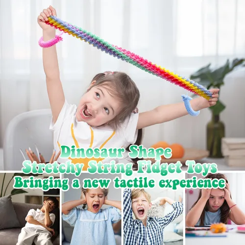Miniatura 3 de 40 paquetes de juguetes de cuerda elástica Fidget, juguetes de cuerda sensoriales con forma de dinosaurio, juguetes de cuerda Fidget para niños
