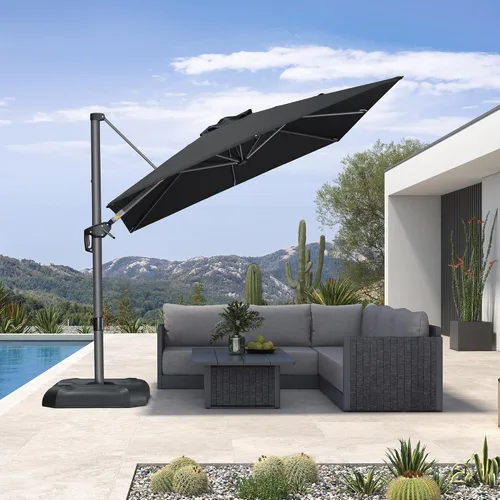 Miniatura 109 de PURPLE LEAF Sombrilla de Patio de 8 Pies para Exteriores Sombrilla Cantilever Cuadrada de Aluminio Sombrilla Offset con Rotación de 360 Grados