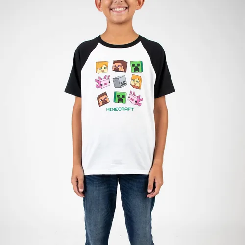 Miniatura 6 de Minecraft Creepers and Personacter Heads - Camisetas de manga corta con cuello redondo y manga corta, paquete de 4 camisetas para niño