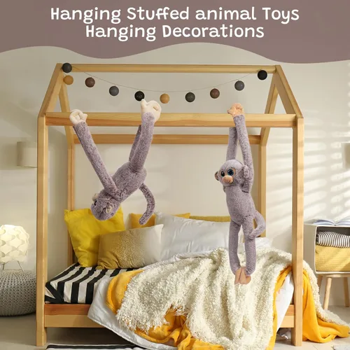 Miniatura 2 de Animal de Mono Colgante de Peluche Animal de Mono de Brazo Largo de Peluche Suave para Niños Nietos Amigos Familia Gris 43 cm