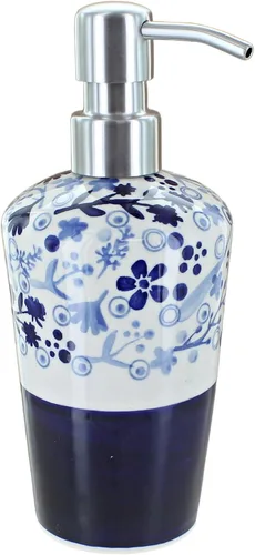 Miniatura 14 de Cerámica polaca de rosa azul, dispensador de jabón de margaritas azules, 6.75 pulgadas de alto, accesorio de baño de cerámica polaca pintado a mano