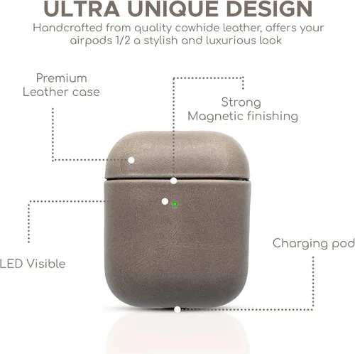 Miniatura 5 de Funda de piel auténtica para Airpods – Funda para Airpod de 1ª generación y funda para Airpod de 2ª generación compatible con Magsafe y soporta