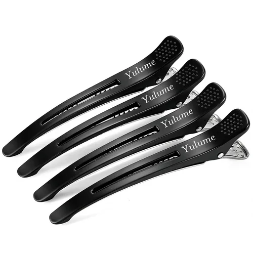 Miniatura 14 de Paquete de 12 clips para seccionamiento de cabello, clips de pico de pato sin arrugas con banda de silicona, 4.4 pulgadas, antideslizantes