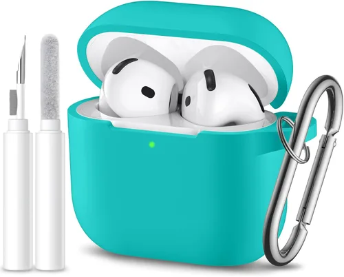 Miniatura 18 de Funda protectora completa de silicona suave para AirPods 4 con llavero y kit de limpieza, compatible con Apple Airpods 4 para mujeres y hombres