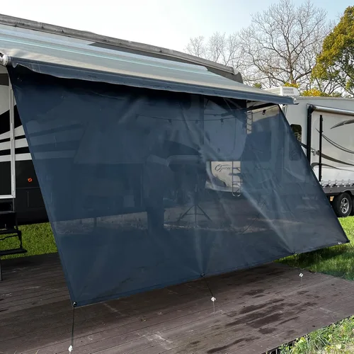 Miniatura 9 de Pantalla de Sombra Solar para Toldo de RV 8'x15'3'' (Compatible con Toldo de 16'), Pantalla de Malla Negra con Cremallera, Pantalla Universal