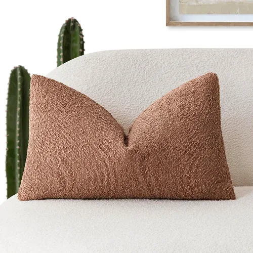 Miniatura 48 de Foindtower Fundas de almohada decorativas con textura de boucle, fundas de almohada sólidas, neutrales, suaves y acogedoras para silla, sofá