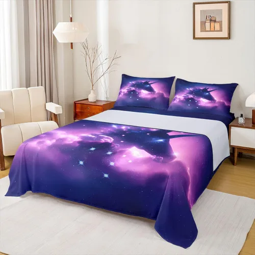 Miniatura 11 de Feelyou Juego de sábanas con diseño de arcoíris a rayas coloridas, multicolor, sábana bajera ajustable estilo de dibujos animados para niños