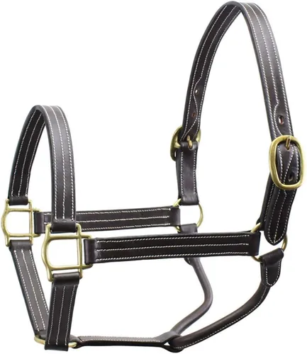 Derby Originals Cambridge Cabestro de cuero de primera calidad con triple costura para caballos, sin broche de garganta para seguridad y carreras de