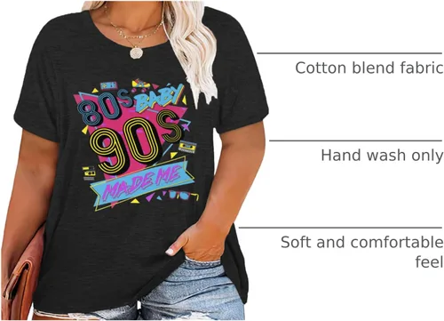 Miniatura 3 de Camisa Made Me de los años 80 Baby 90 para mujer, tallas grandes, trajes de los años 90, camisetas retro de los años 80