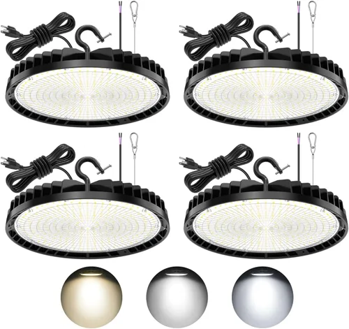 Miniatura 18 de KUKUPPO Luz LED de alta bahía de 150 W, 120 W, 90 W, ajustable, 4500 K, 5000 K, 5700 K, luz LED de alta bahía con enchufe para almacén de fábrica