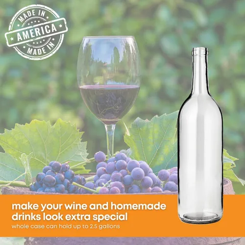 Miniatura 4 de FastRack - Botellas de vino transparentes de 750 ml (Paquete de 12) Botellas de licor W5 Bordeaux Botellas vacías de 750 ml para bebidas, 12 por