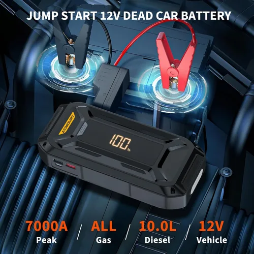Miniatura 2 de Acmount P120 Arrancador de Batería de Coche Portátil, Arrancador de Puente de Coche de 6000A 12V con Caja de Salto (Todo Gas/10.0L Diésel), Pantalla