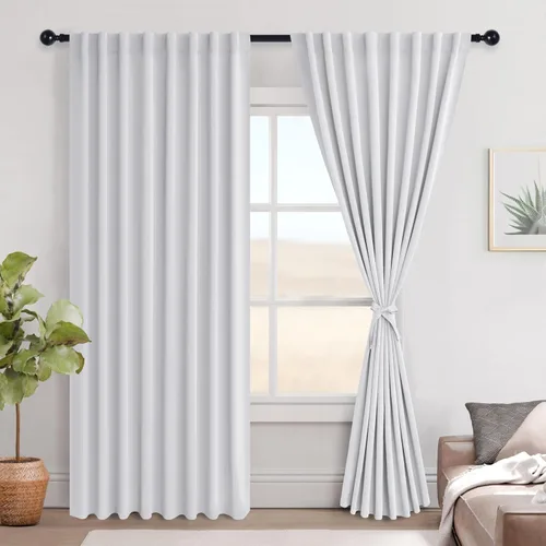 Miniatura 73 de Hiasan Cortinas opacas negras para dormitorio, cortinas opacas cortas de 45 pulgadas de largo, con aislamiento térmico, bolsillo para barra
