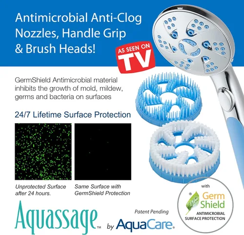 Miniatura 3 de Hotel Spa AquaCare - Juego de cabezal de cepillo para ducha de mano de hidroterapia Aquassage - Cepillo corporal de cerdas suaves, cepillo de pelo