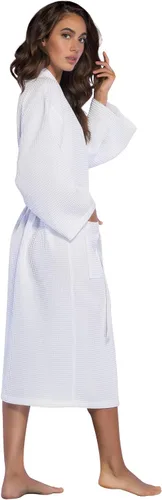Miniatura 3 de Turquaz Linen Lightweight Long Waffle Kimono Unisex Spa Robes For Women And Men