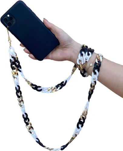 Miniatura 25 de Beaded Phone Charm Lanyard Strap Crossbody Fixed Beads Pearl Neck Chain