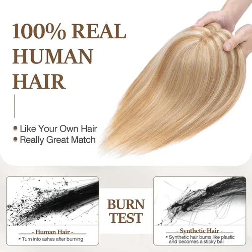 Miniatura 51 de Rich Choices Pelucas con topper de cabello para mujeres, cabello humano real 100% Remy, sin flequillo, para mujeres con adelgazamiento en la parte