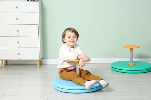 Miniatura 4 de Spinner-X - Juguete sensorial giratorio sentado para sentarse y girar, tamaño más grande y material duradero para niños a partir de 3 años (azul)
