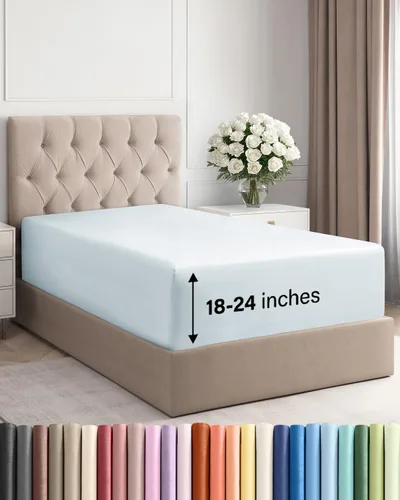 Miniatura 116 de Sábana bajera ajustable extra profunda tamaño completo – Sábana bajera individual de lujo para hotel únicamente – Se adapta fácilmente a colchones