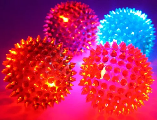 Miniatura 4 de JA-RU Bola de luz (1 bola) Bolas de goma con puntas para niños. Juguete para aliviar el estrés, productos sensoriales para autismo, juguete