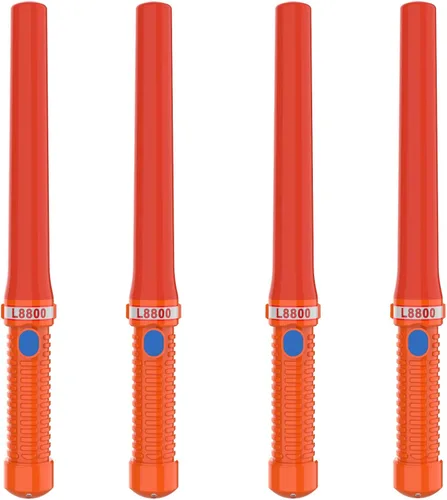 Bastones LED de control de tráfico de 16 pulgadas, varita de tráfico de señal con 2 pilas C de celda seca (no incluidas), varita de seguridad de Rojo