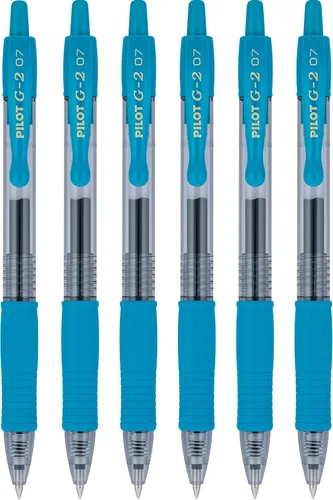 Pilot G2 Premium - Bolígrafos de gel de bola rodante recargables y retráctiles, punta fina de 0.028 in, color verde azulado, paquete de 6