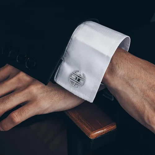 Miniatura 3 de Bandmax Gemelos clásicos de acero inoxidable para hombre, 26 gemelos con iniciales del alfabeto, gemelos personalizados con monograma para hombres