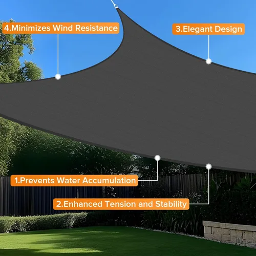 Miniatura 4 de Artpuch - Toldo rectangular tipo vela para sombra, borde curvado, grado comercial, 5.46 oz/yd², permeable, para exteriores, terraza, patio, tamaños