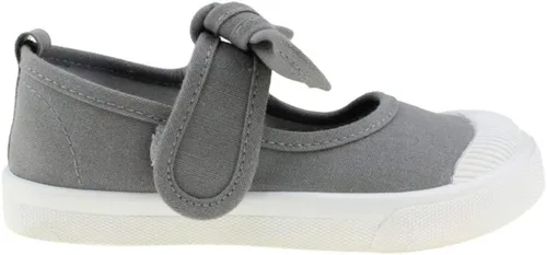 Miniatura 4 de Maxu - Zapatos planos de lona para niña, con lazo, color gris, talla 6.5, Gris