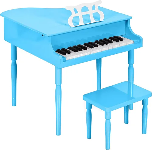 Miniatura 11 de Best Choice Products Juguete clásico de madera para niños de 30 teclas con tapa de piano, banco, estante de música plegable, libro de canciones