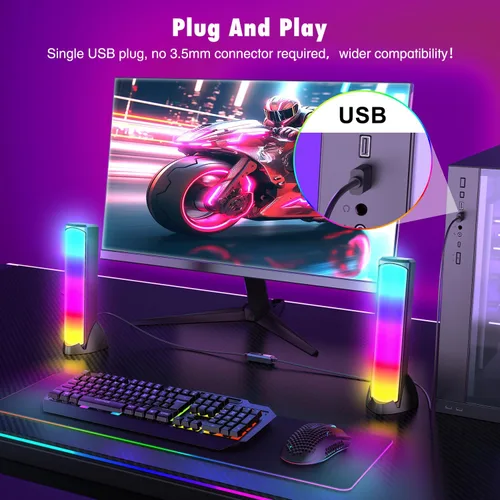 Miniatura 5 de OFFSIR Altavoces de computadora, altavoces RGB para PC, altavoces para juegos con luz de respiración LED de pantalla completa, altavoces