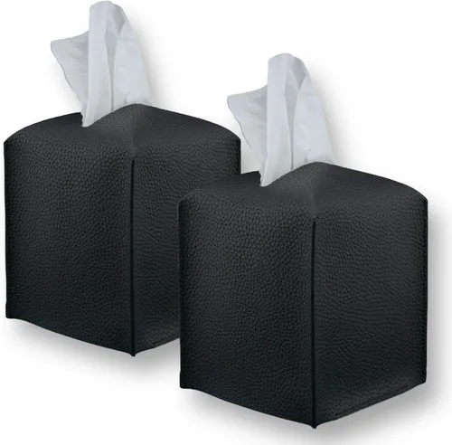 Miniatura 14 de Soporte para caja de pañuelos de piel sintética de alta calidad, elegante funda de caja de pañuelos estilo hotel para decoración del hogar, oficina